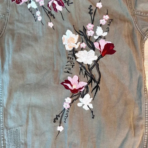 Topshop Women's Army Green Button Front Four Pocket Utility Jacket Size 6 - Picture 7 of 11